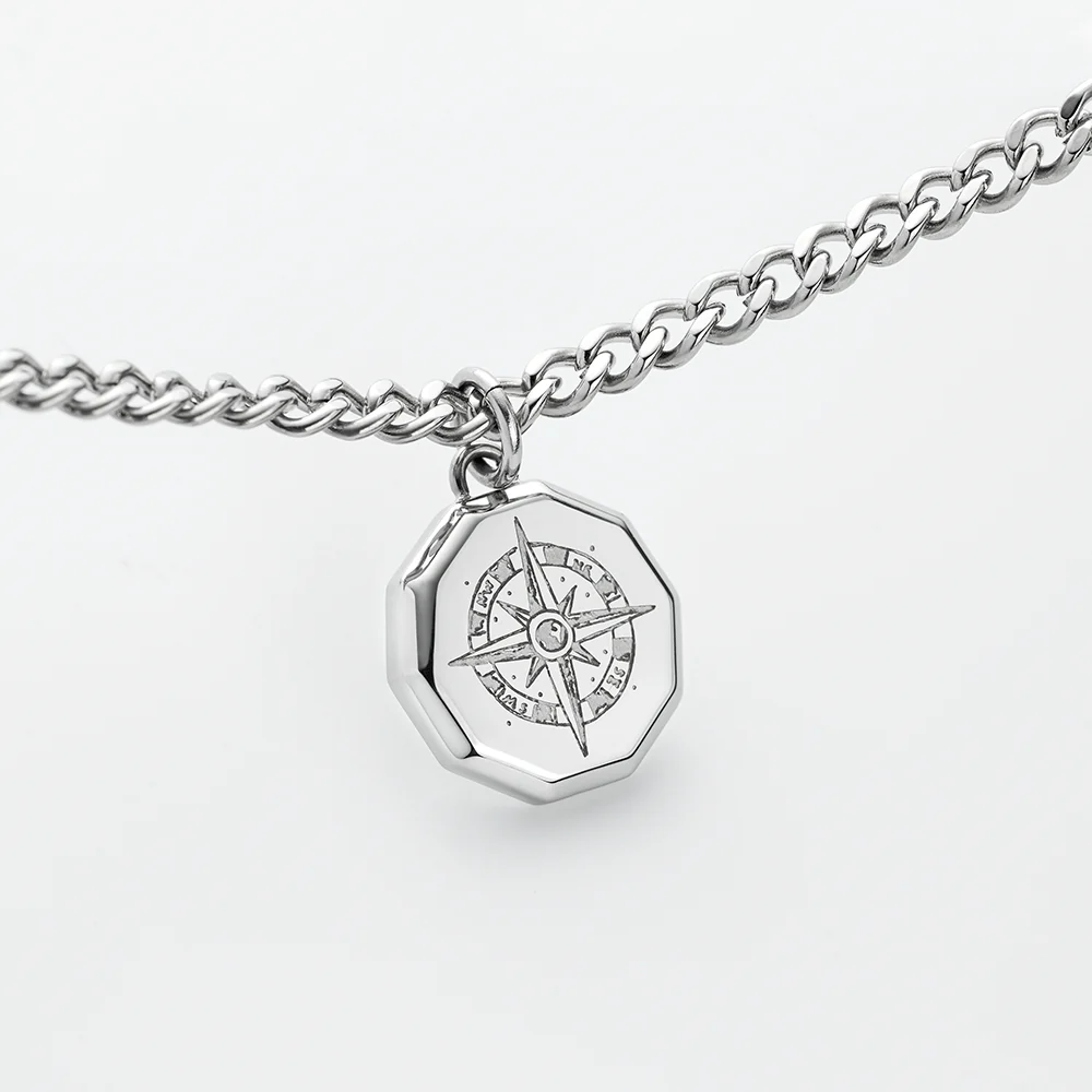 Men's Windrose III Necklace Silver
