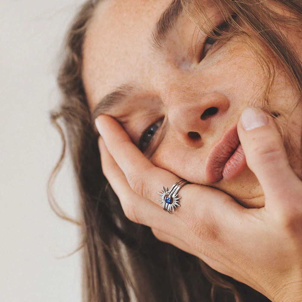 Aurora Solar Duet Ring Silver