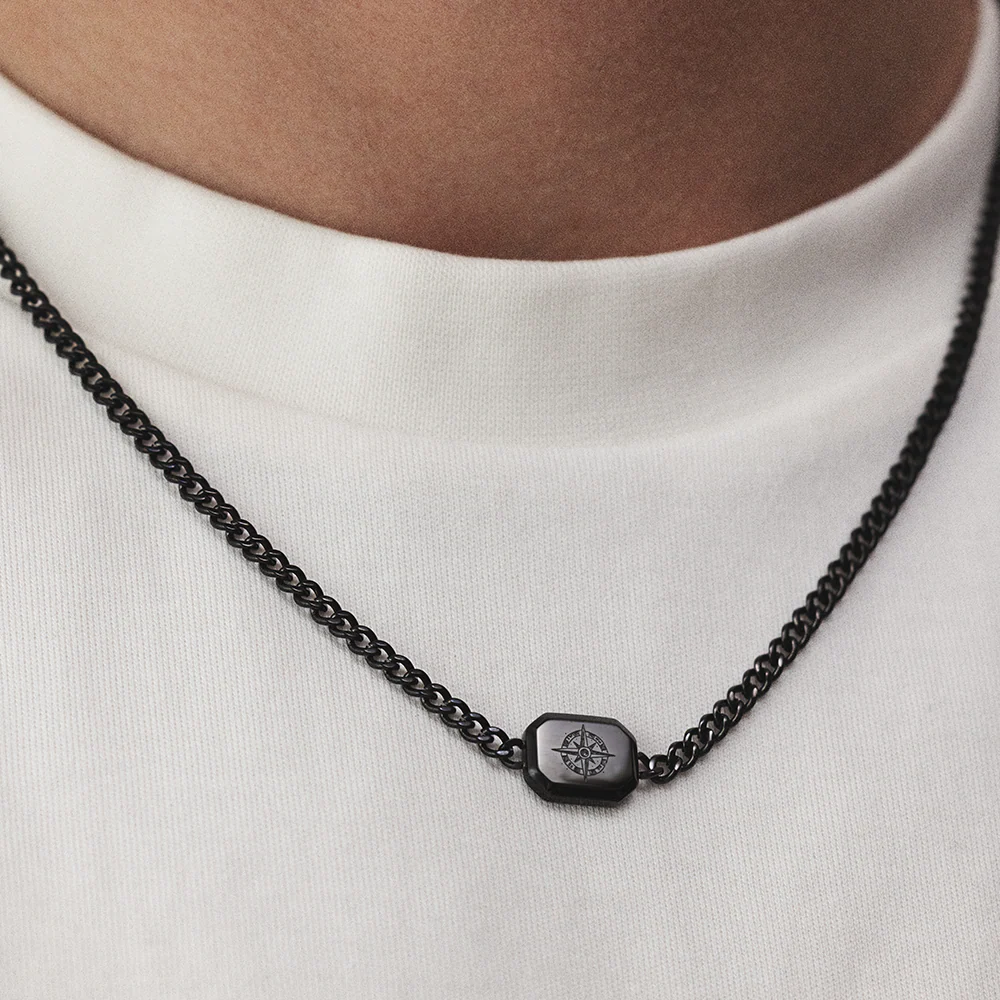 Men's Windrose II Necklace Black