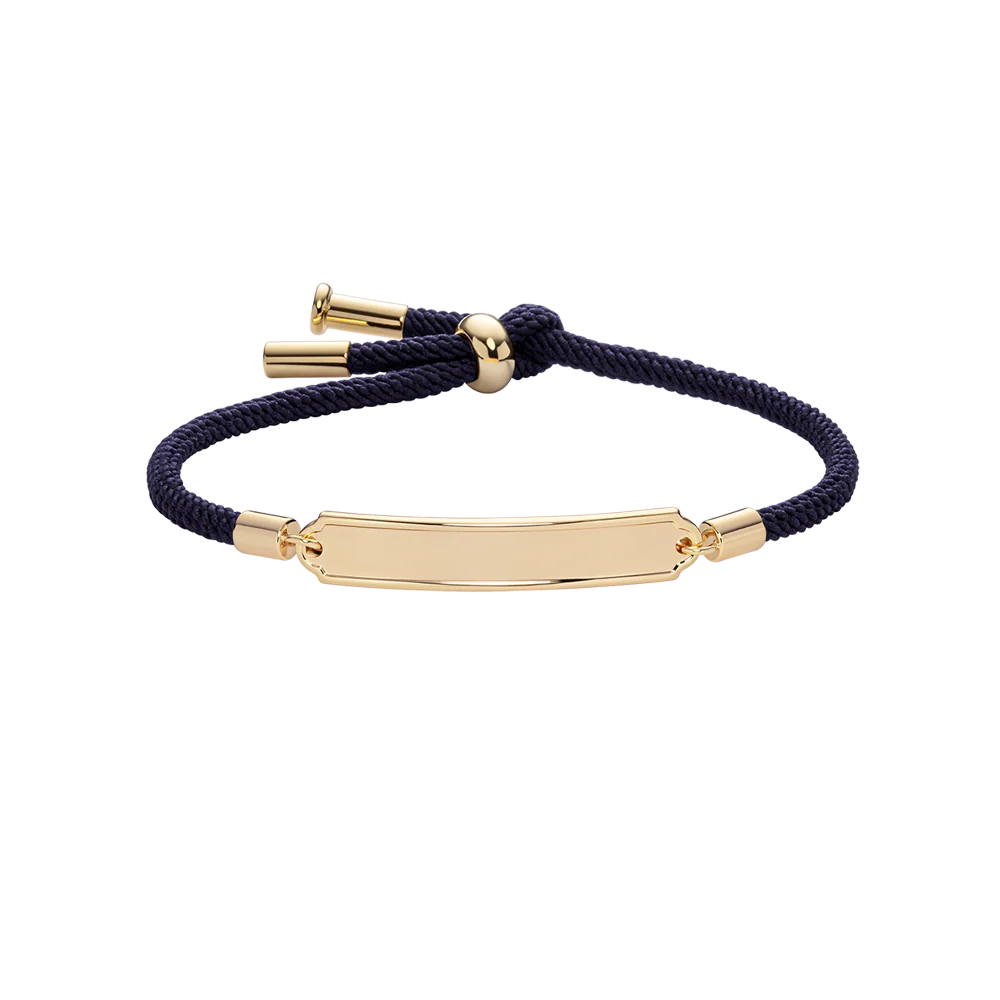 Vitamin Sea Engraved Bracelet Gold Navy Blue