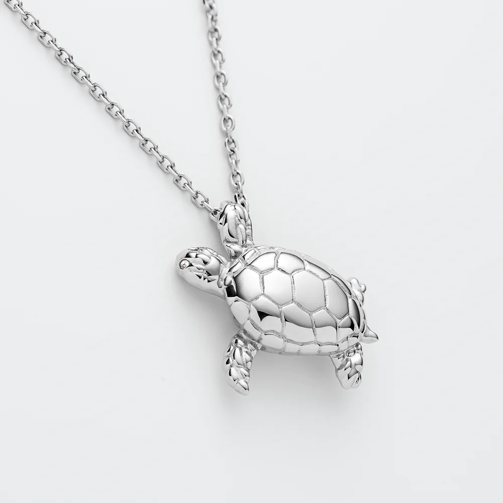 Turtle Big Necklace Silver