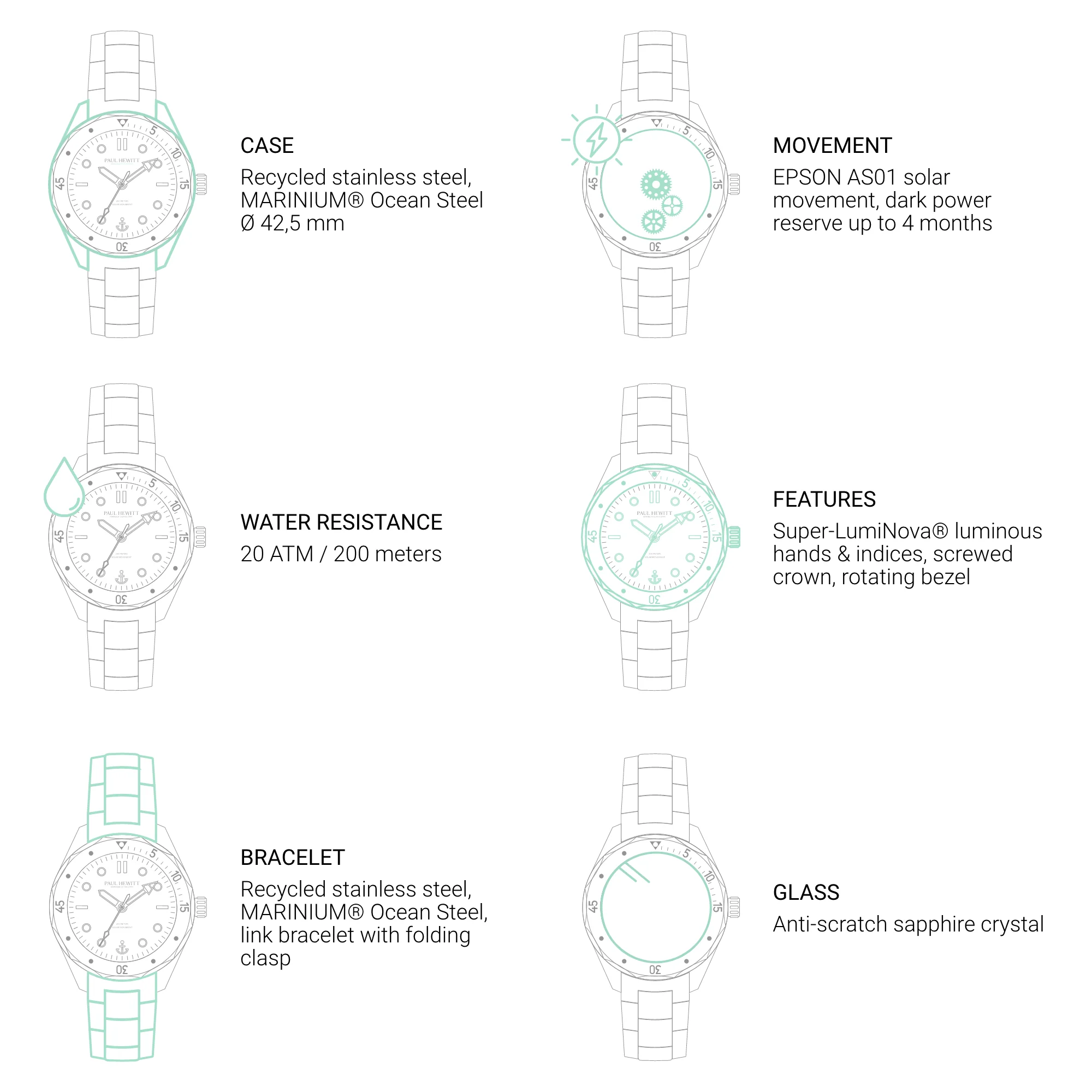 Ocean Diver Watch Silver Black