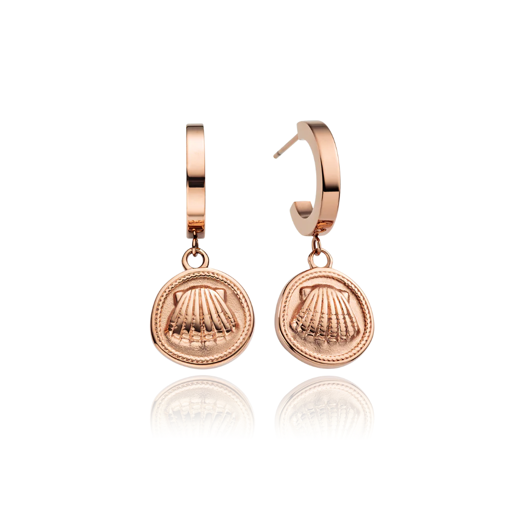 Scallop Coin Earring Rose Gold