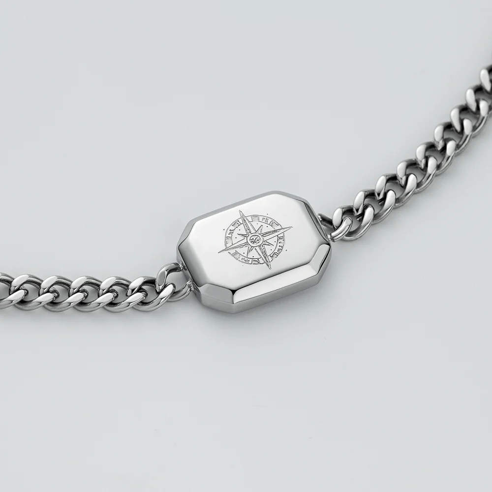 Men's Windrose II Necklace Silver