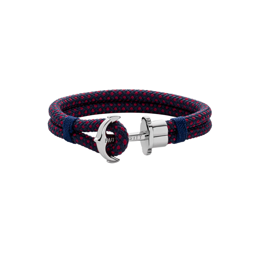 Anchor Bracelet Phrep Silver Nylon Navy Blue Red