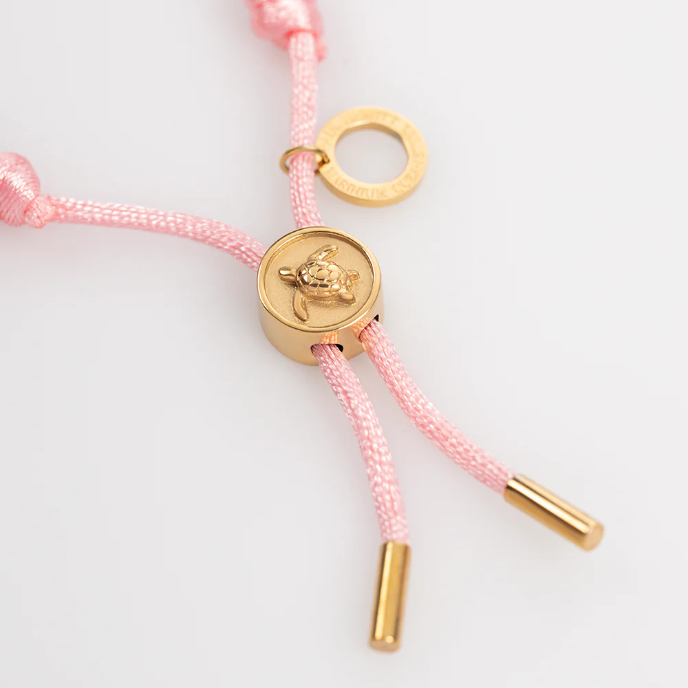 Turtle Anchor Chain Bracelet Gold Pink