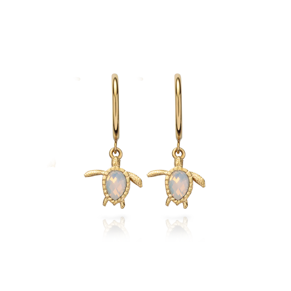 Turtle Hoops Earring White Breeze Gold