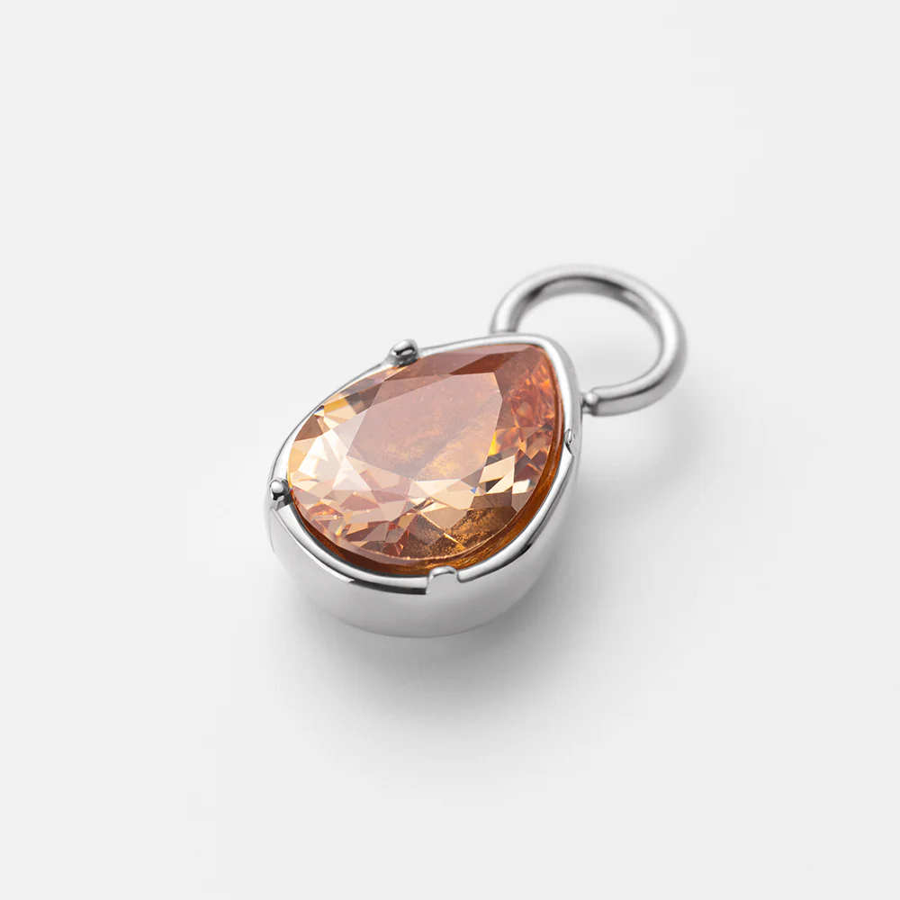 Peach Stone Charm Silver