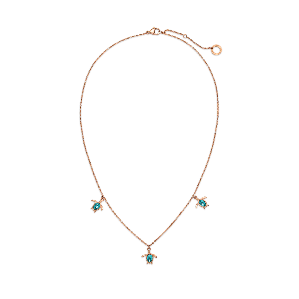 Turtle Necklace Aquamarine Rose Gold