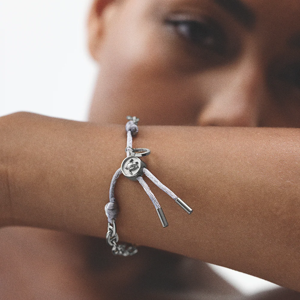 Turtle Anchor Chain Bracelet Silver Grey