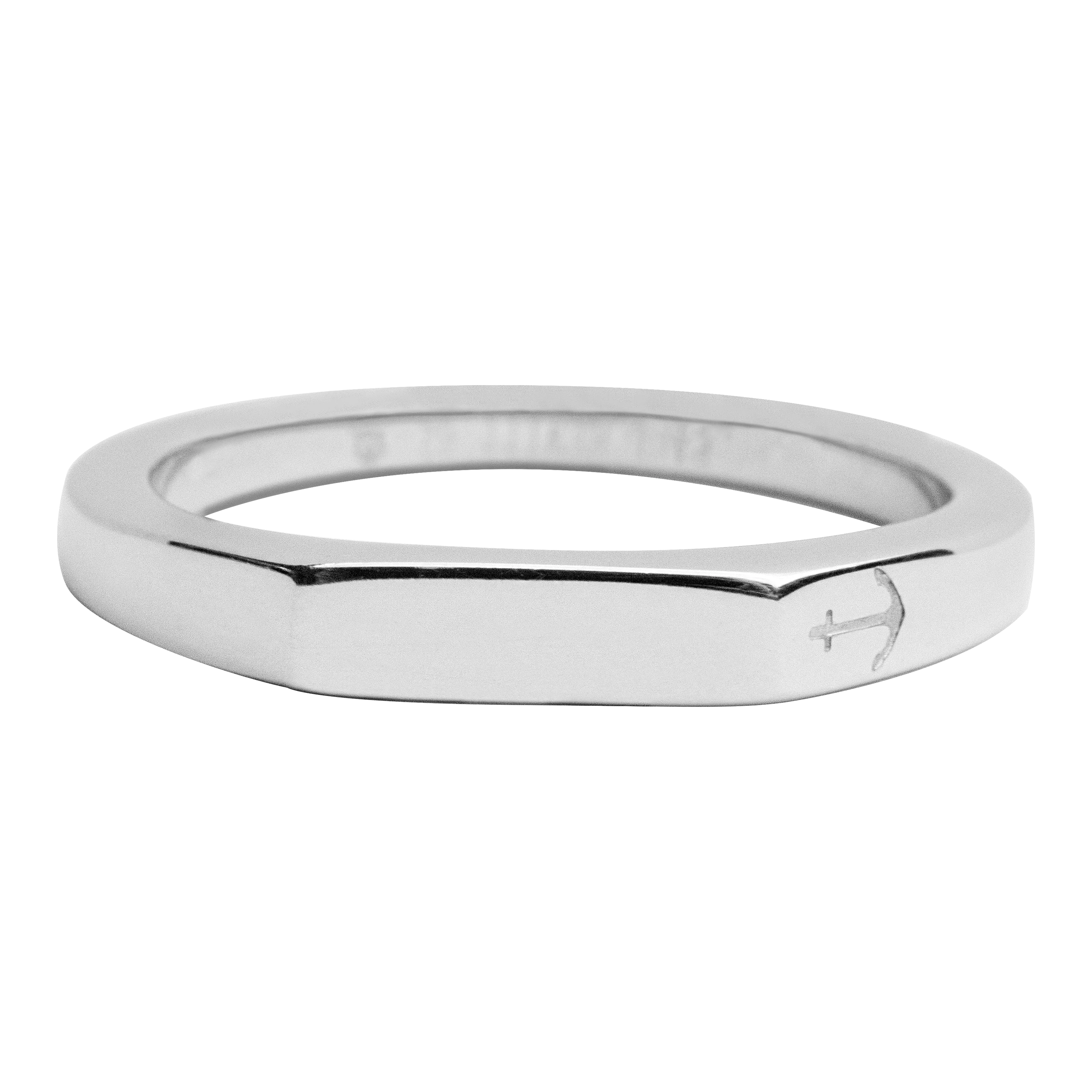 Men's Slim Signet Ring Silver