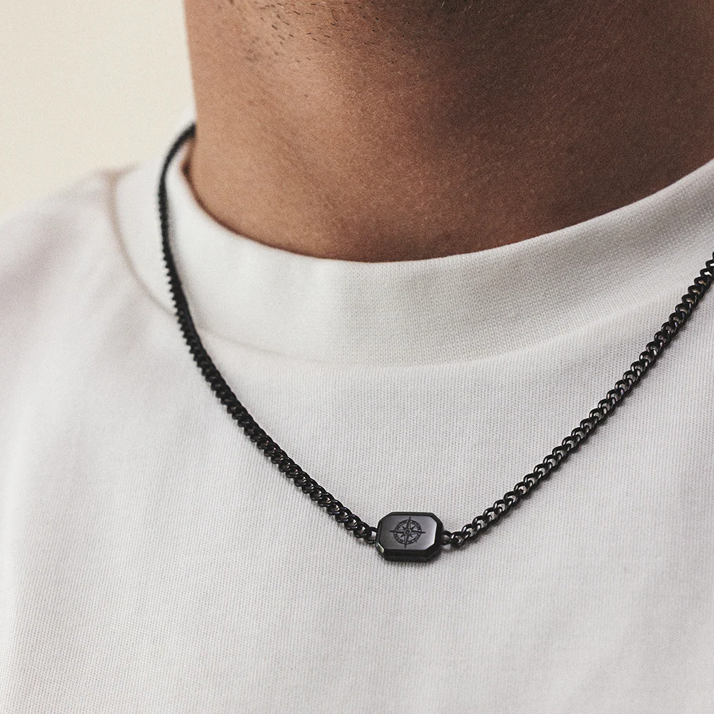 Men's Windrose II Necklace Black
