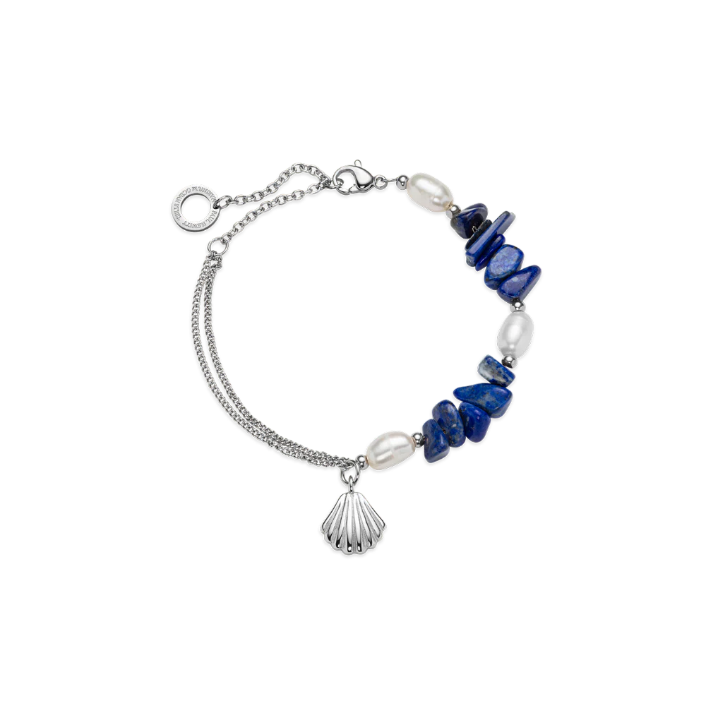 Scallop Stone Bracelet Silver