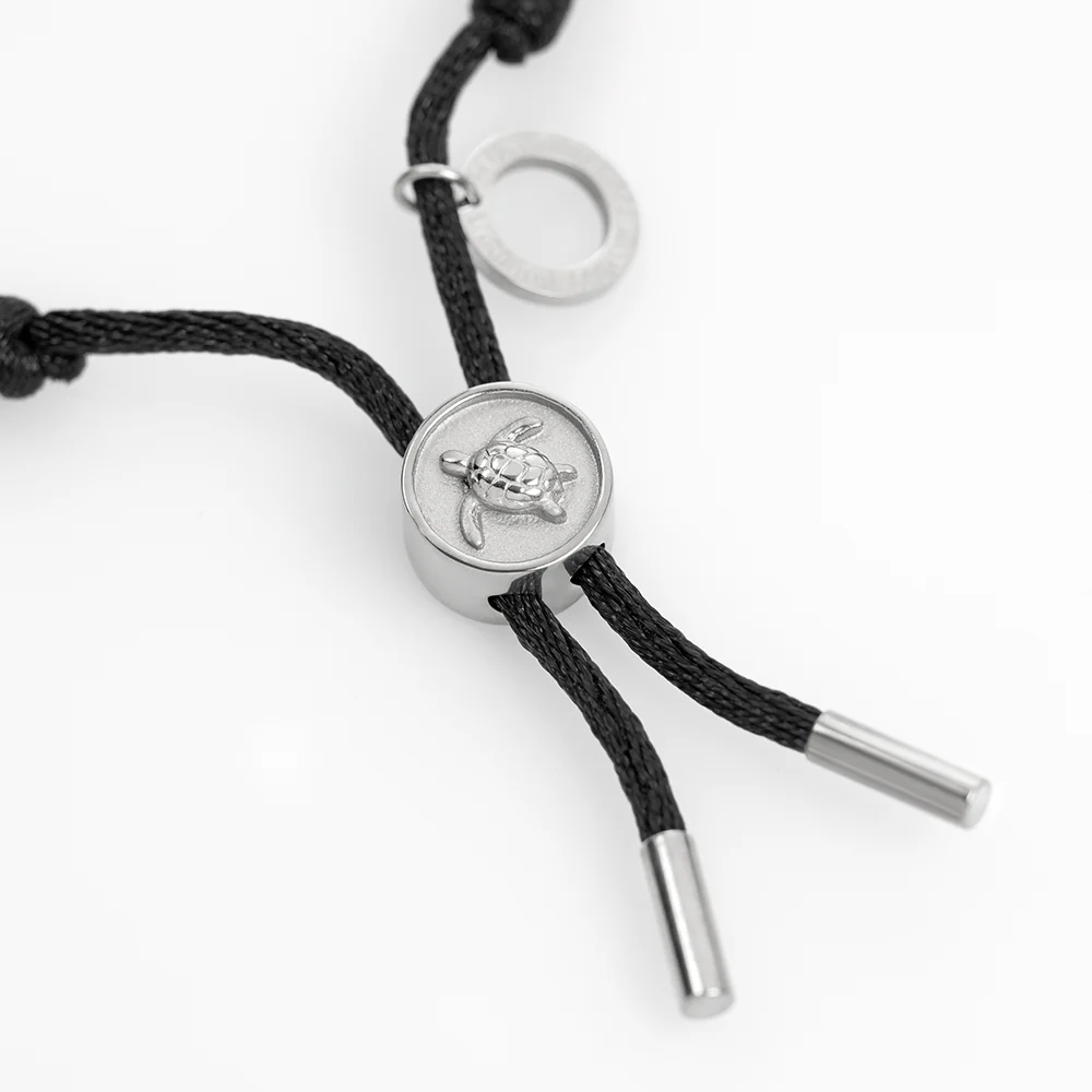 Turtle Anchor Chain Bracelet Silver Black