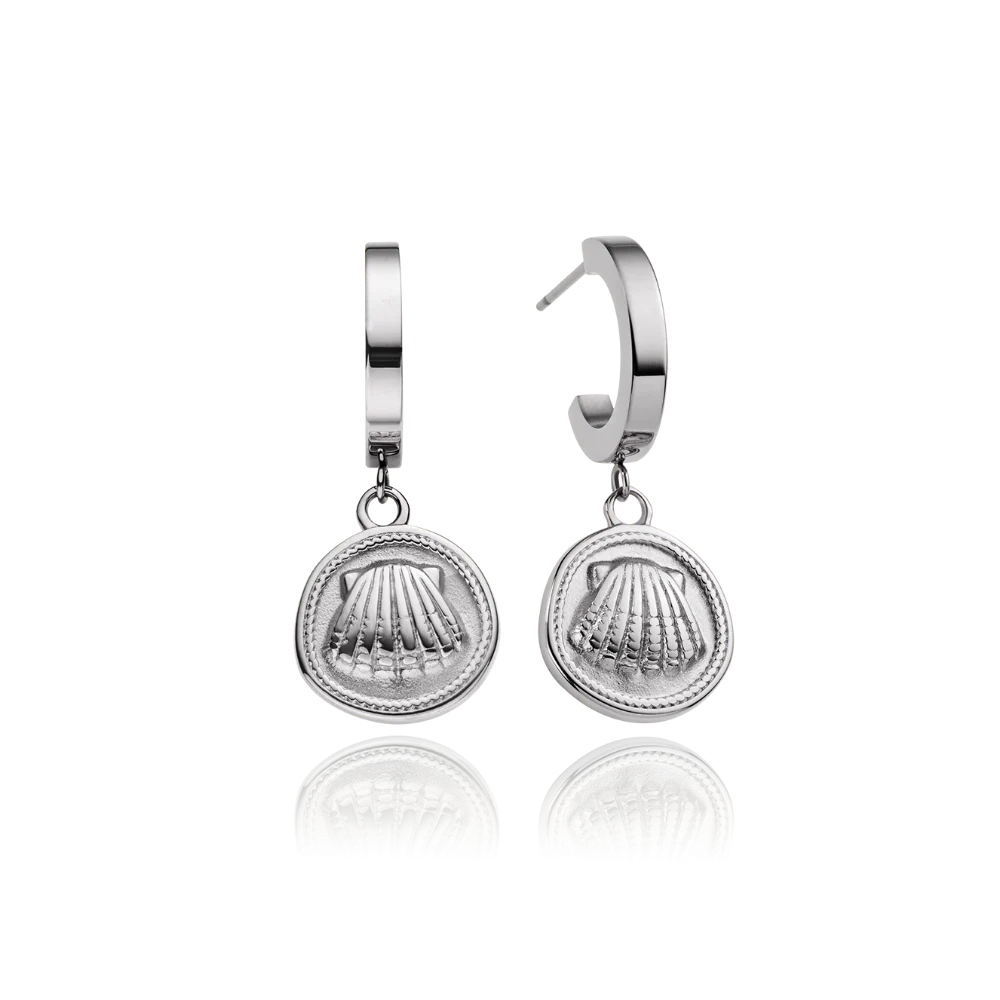 Scallop Coin Earring Silver