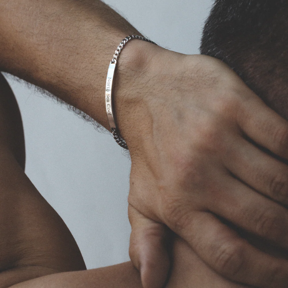 Men's Engravable ID bracelet silver
