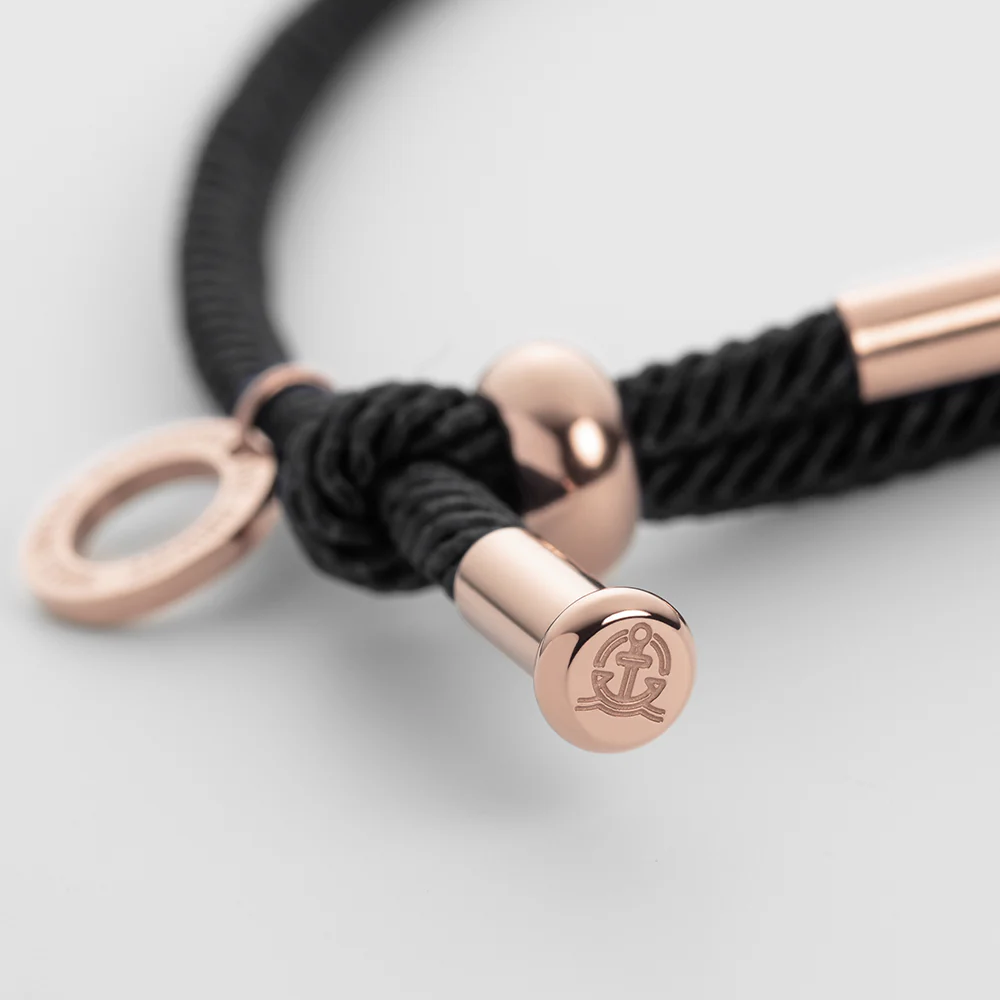 Vitamin Sea Engraved Bracelet Rose Gold Black