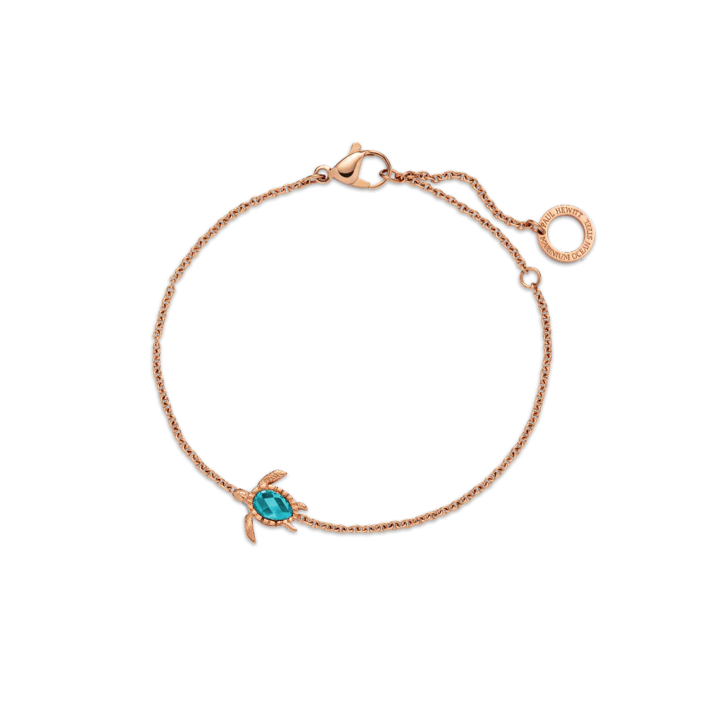 Turtle Mono Bracelet Aquamarine Rose Gold