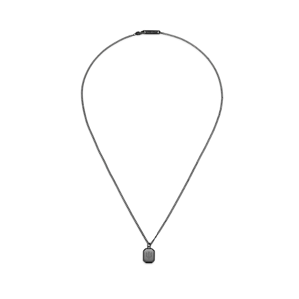 Men's Octagonal Necklace Trident Black