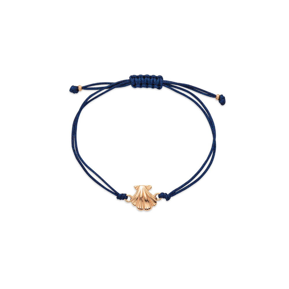 Scallop Blue Nylon Bracelet Rose Gold