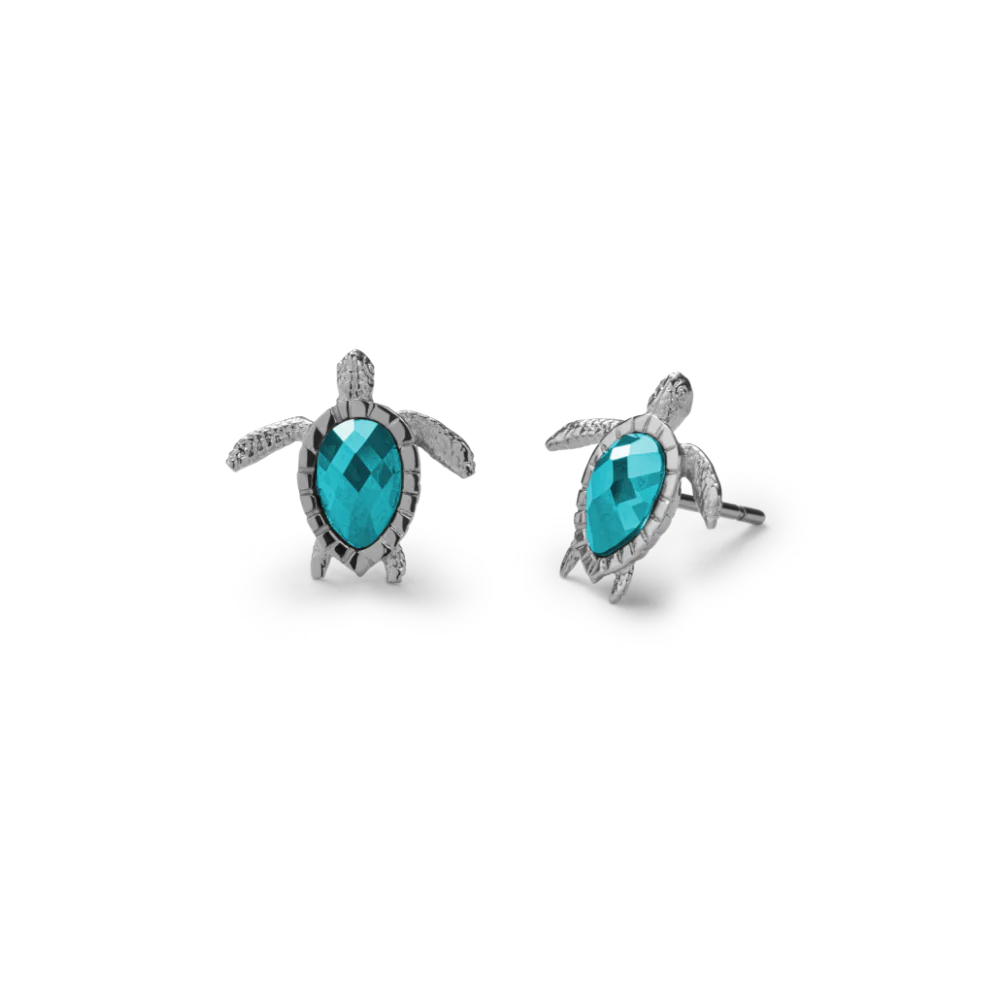 Turtle Earring Aquamarine Silver