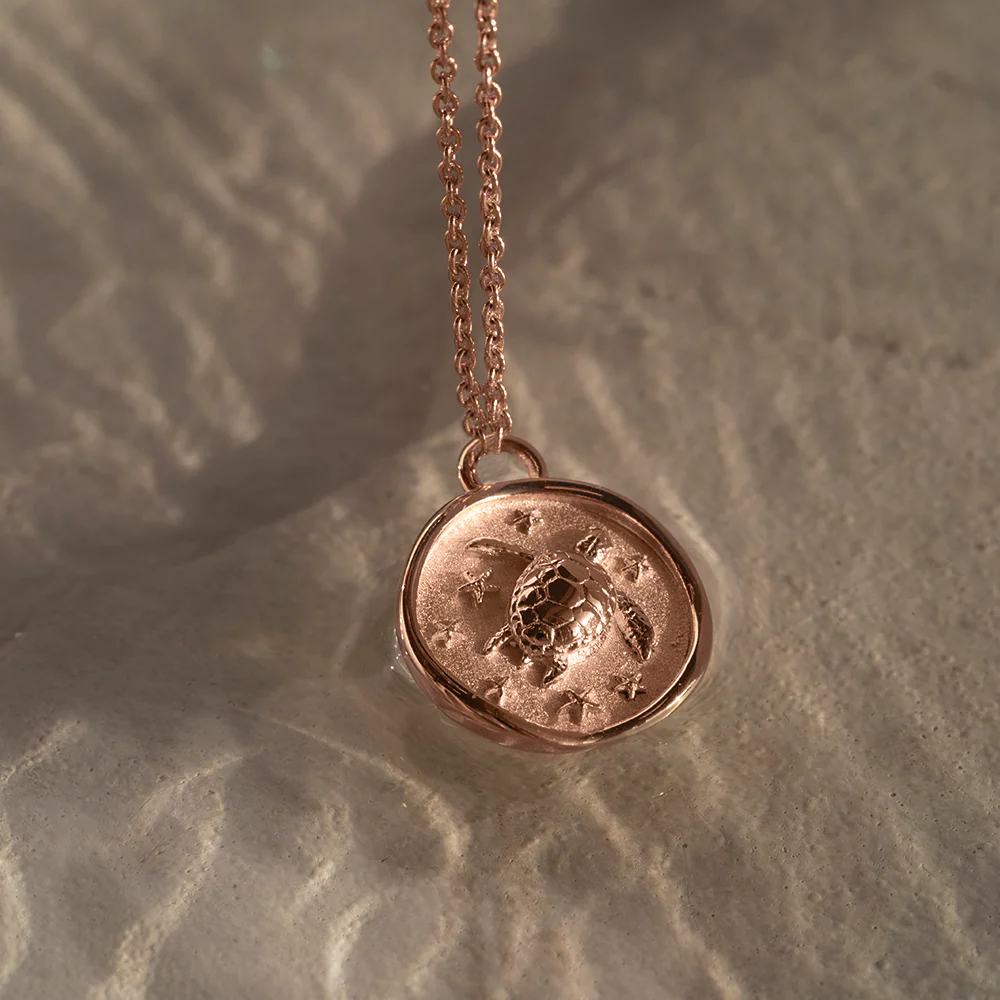 Turtle Coin Necklace Rose Gold
