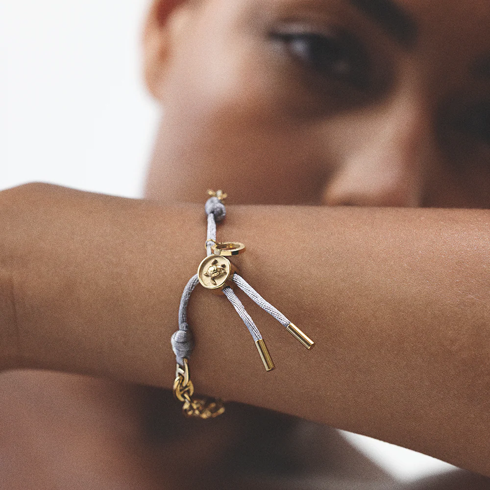 Turtle Anchor Chain Bracelet Gold Grey