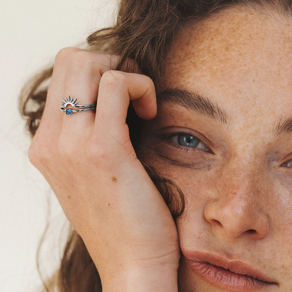Aurora Solar Duet Ring Silver