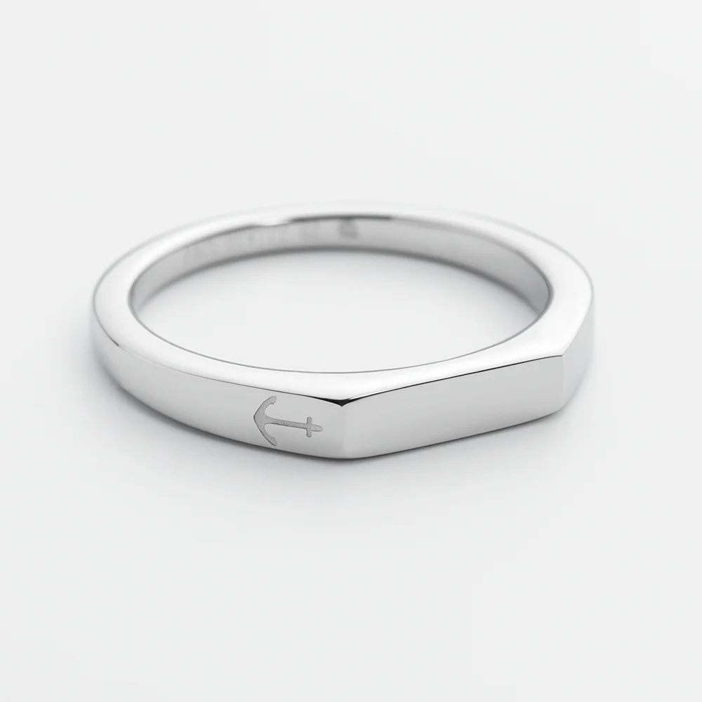 Men's Slim Signet Ring Silver