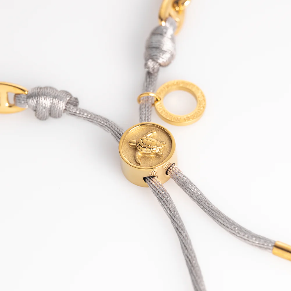 Turtle Anchor Chain Bracelet Gold Grey