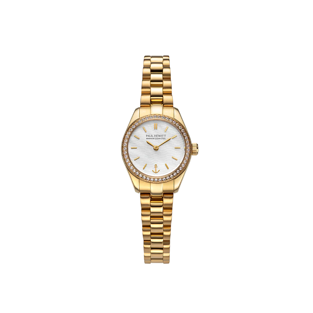 Petit Soleil Round Watch Gold White Crystal