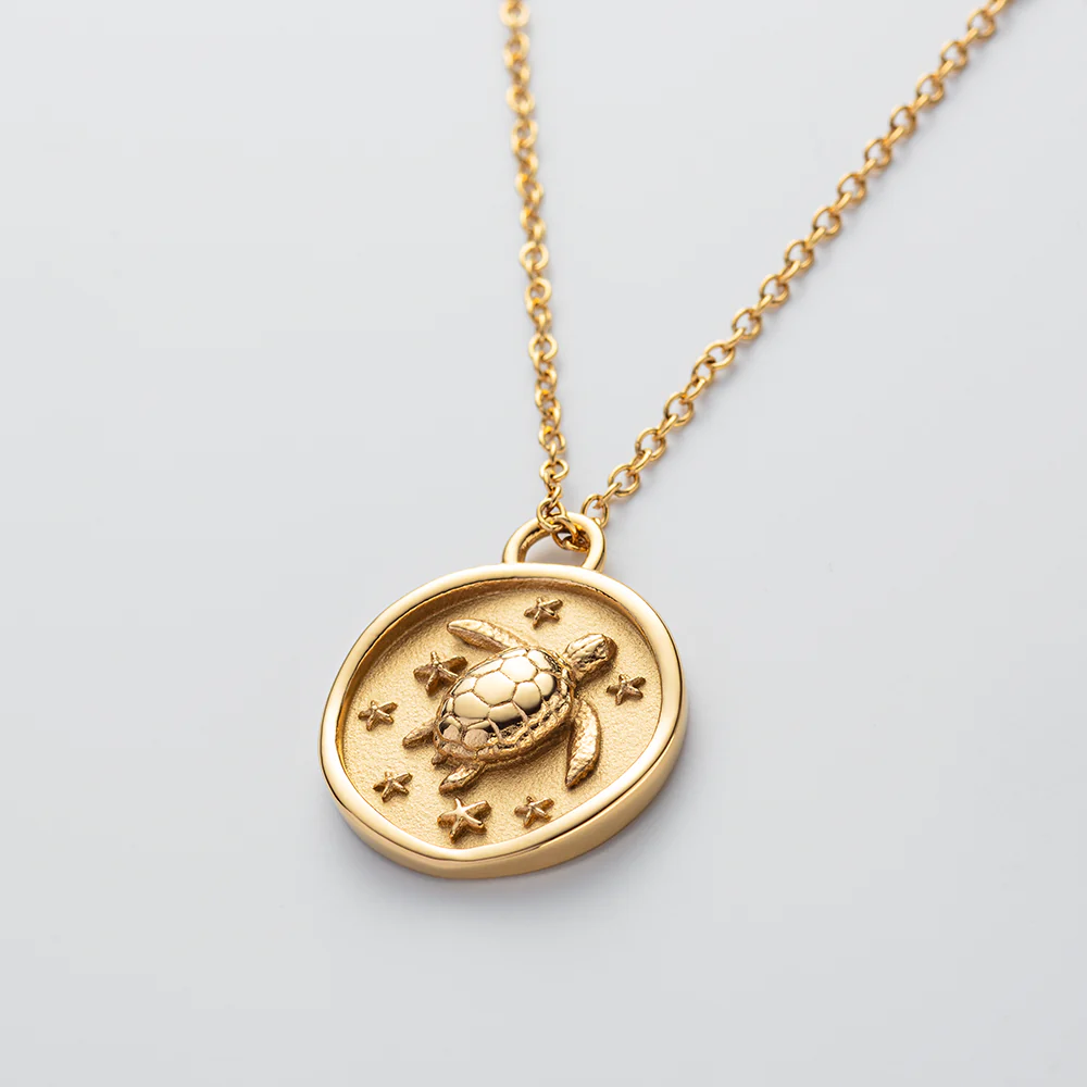 Turtle Coin Necklace Gold