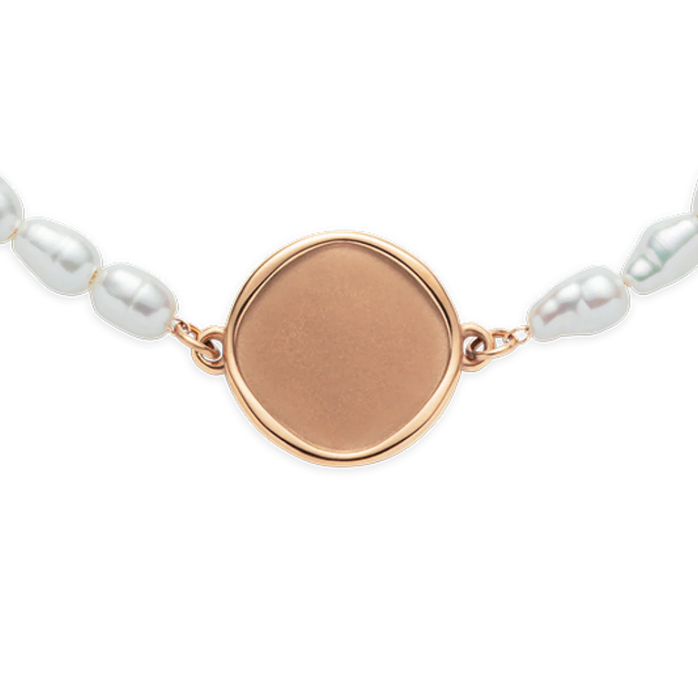Engravable Coin Pearl Bracelet Rose Gold