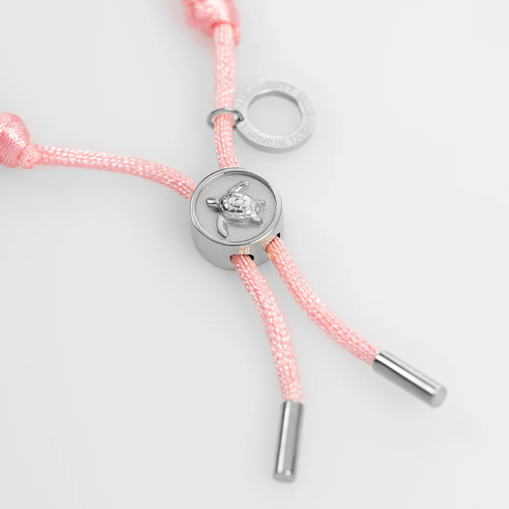 Turtle Anchor Chain Bracelet Silver Pink