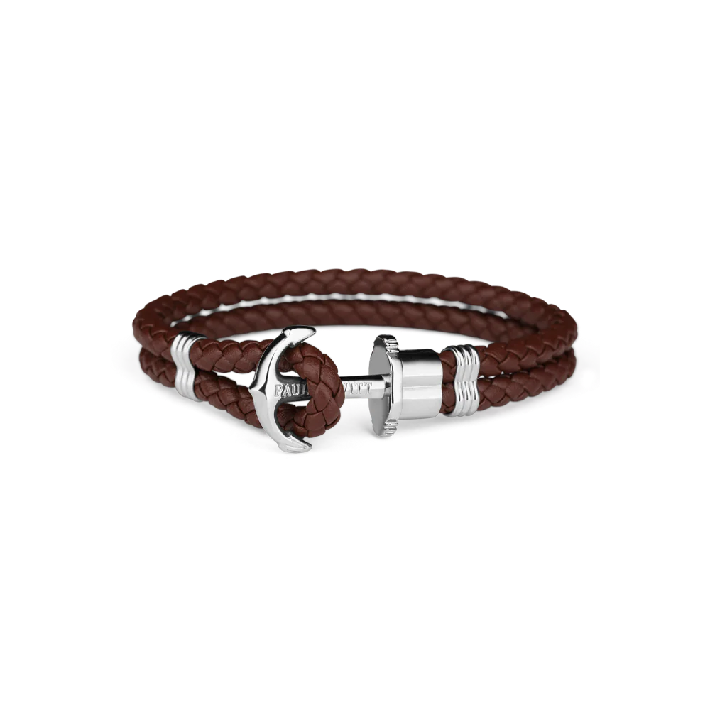 Anchor bracelet Phrep silver leather brown