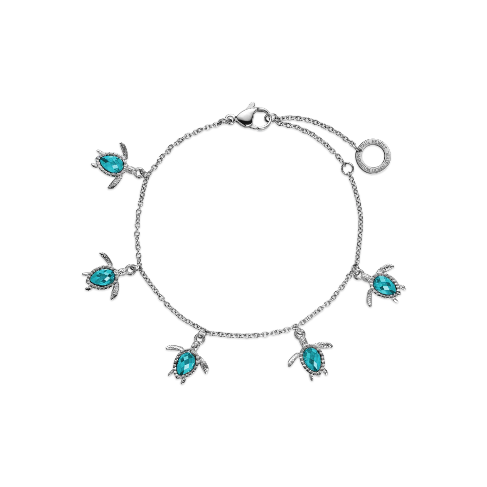 Turtle Bracelet Aquamarine Silver