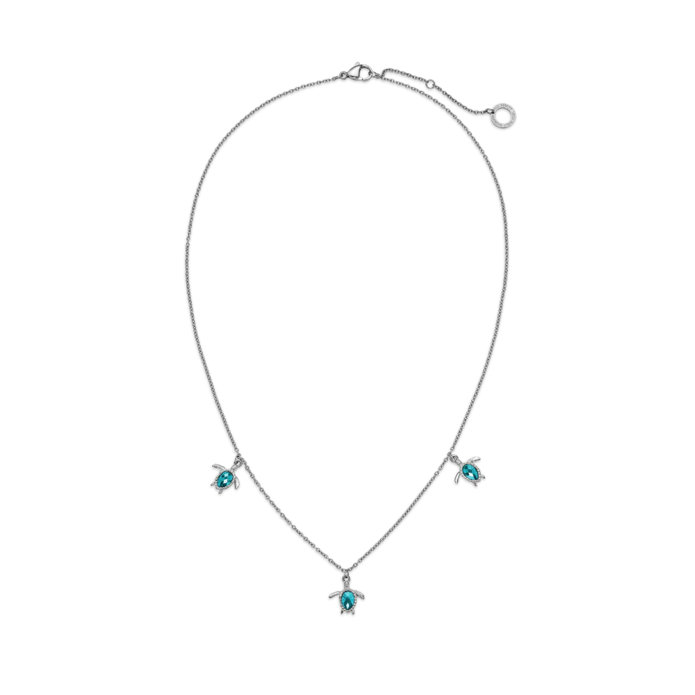 Turtle Necklace Aquamarine Silver