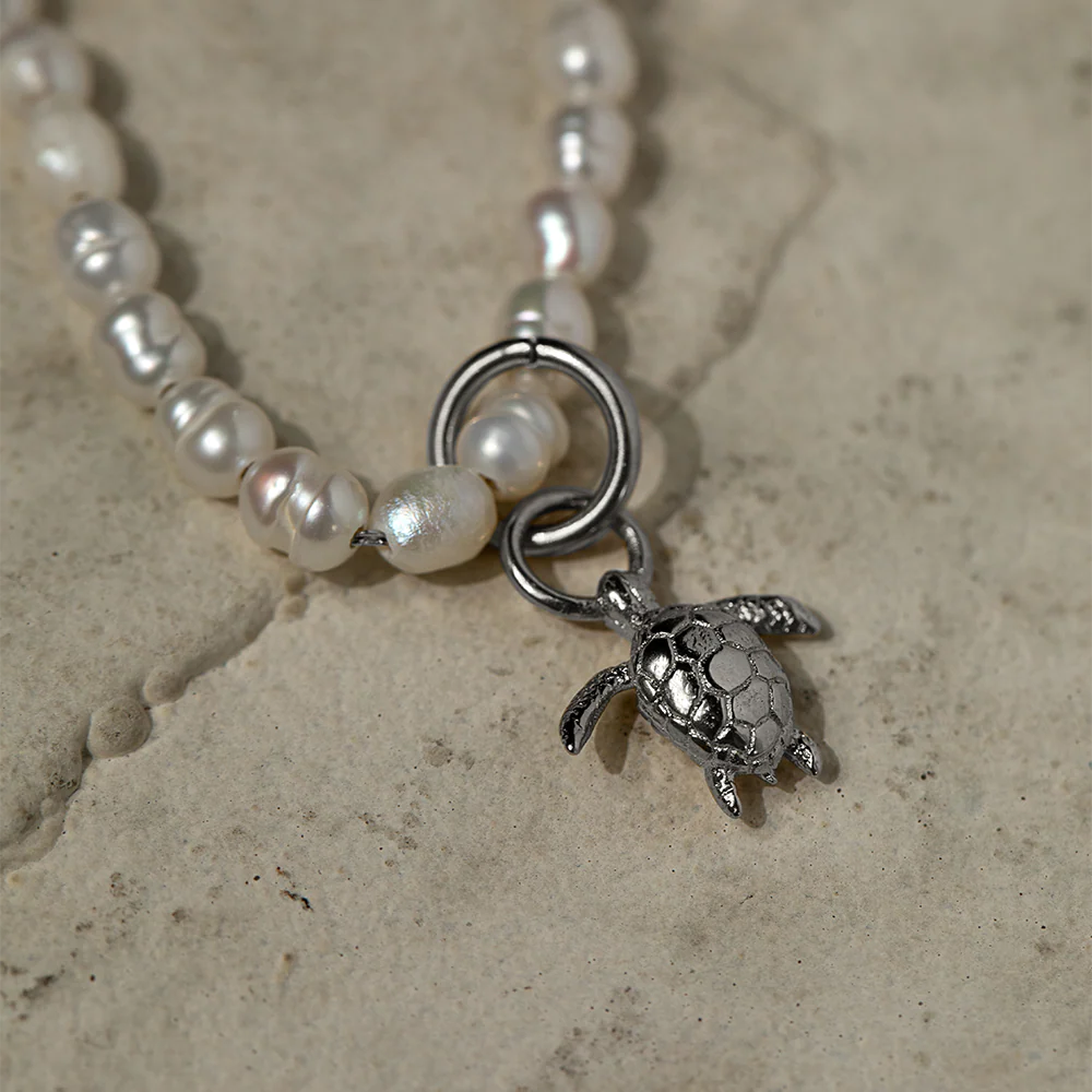 Set Turtle Charm and Necklace Silver