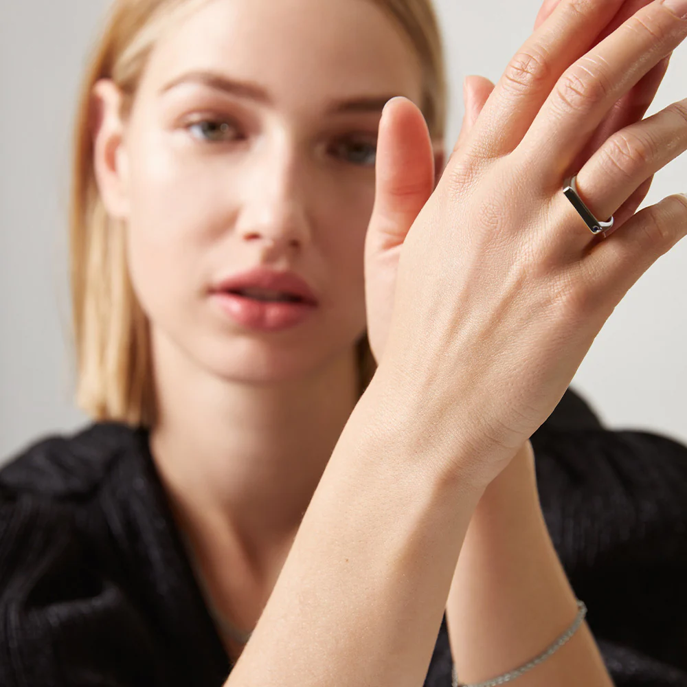 Ring Signet Brilliant Cut Silver