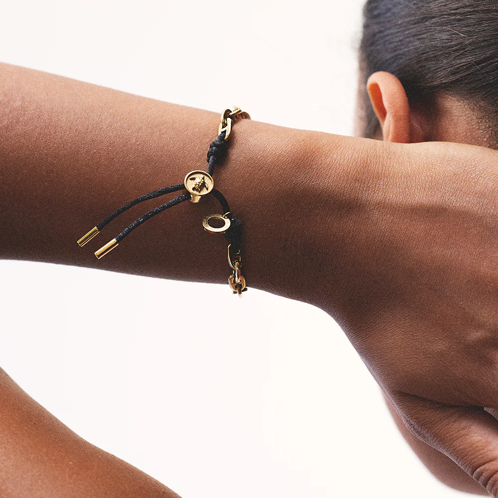 Turtle Anchor Chain Bracelet Gold Black