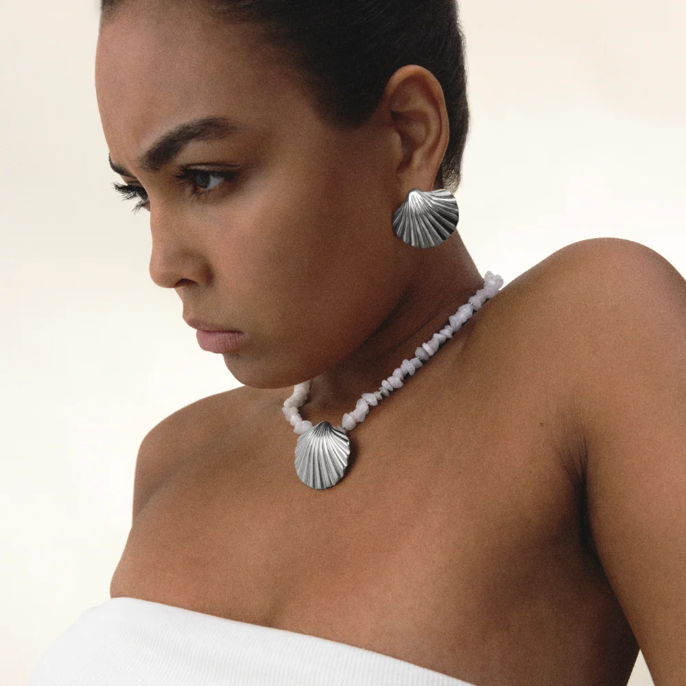 Scallop Big Necklace Silver