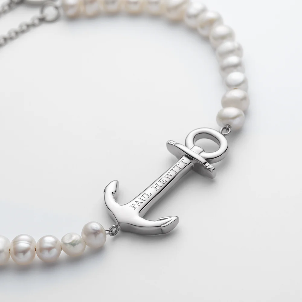 The Anchor Beads Bracelet Silver Pearl