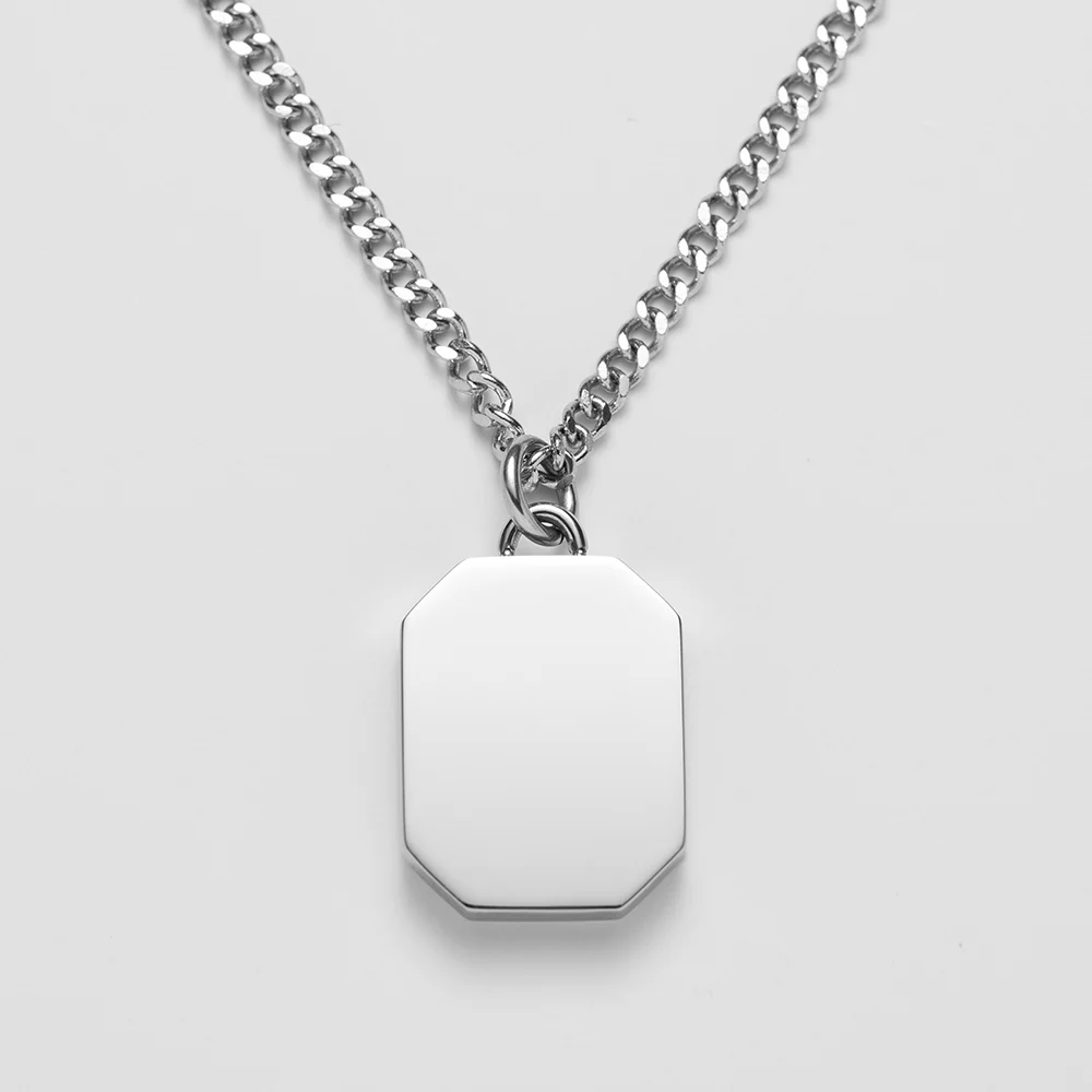 Men's Octagonal Necklace Trident Silver