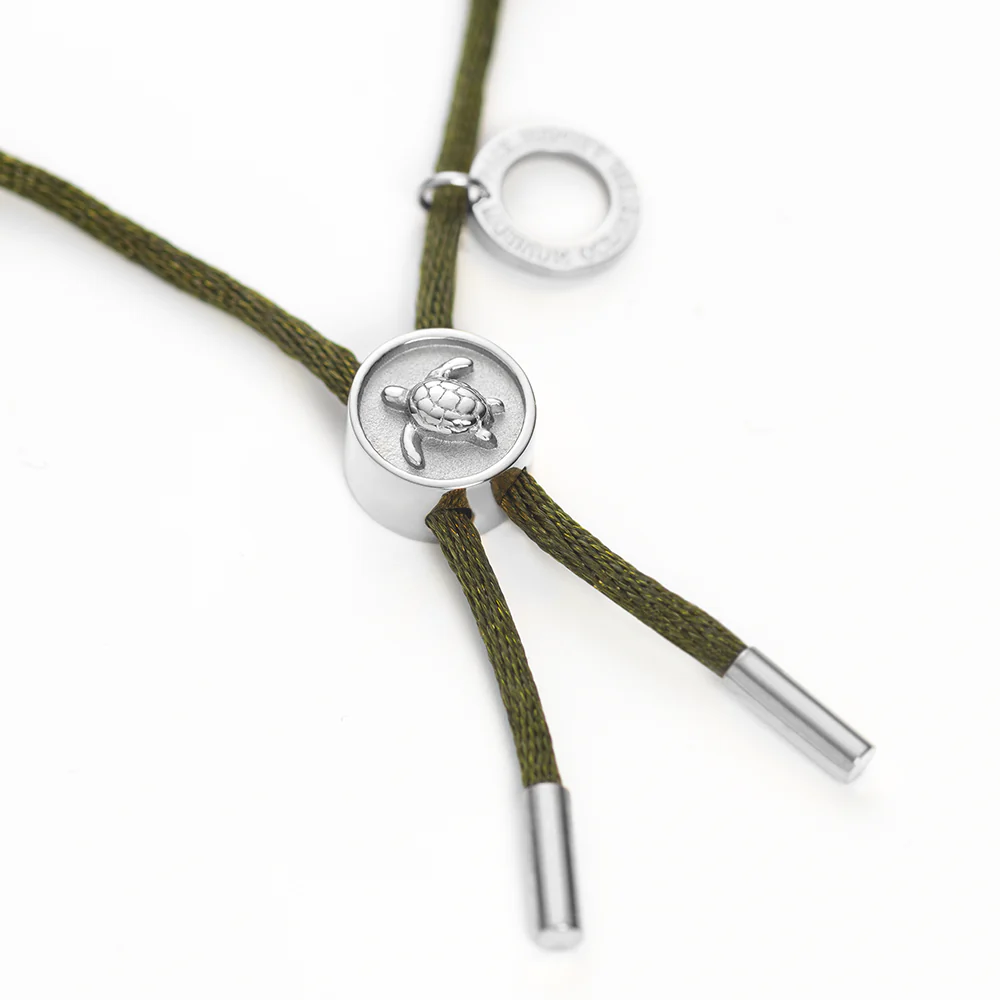 Turtle Anchor Chain Bracelet Silver Seaweed Dark Green