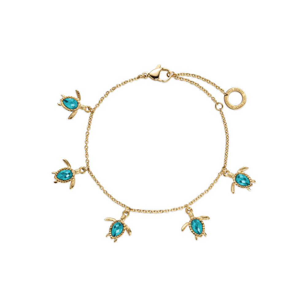 Turtle Bracelet Aquamarine Gold