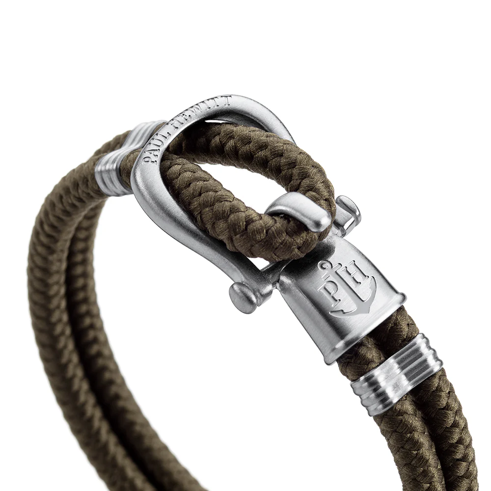 Bracelet Phinity Silver Nylon Olive