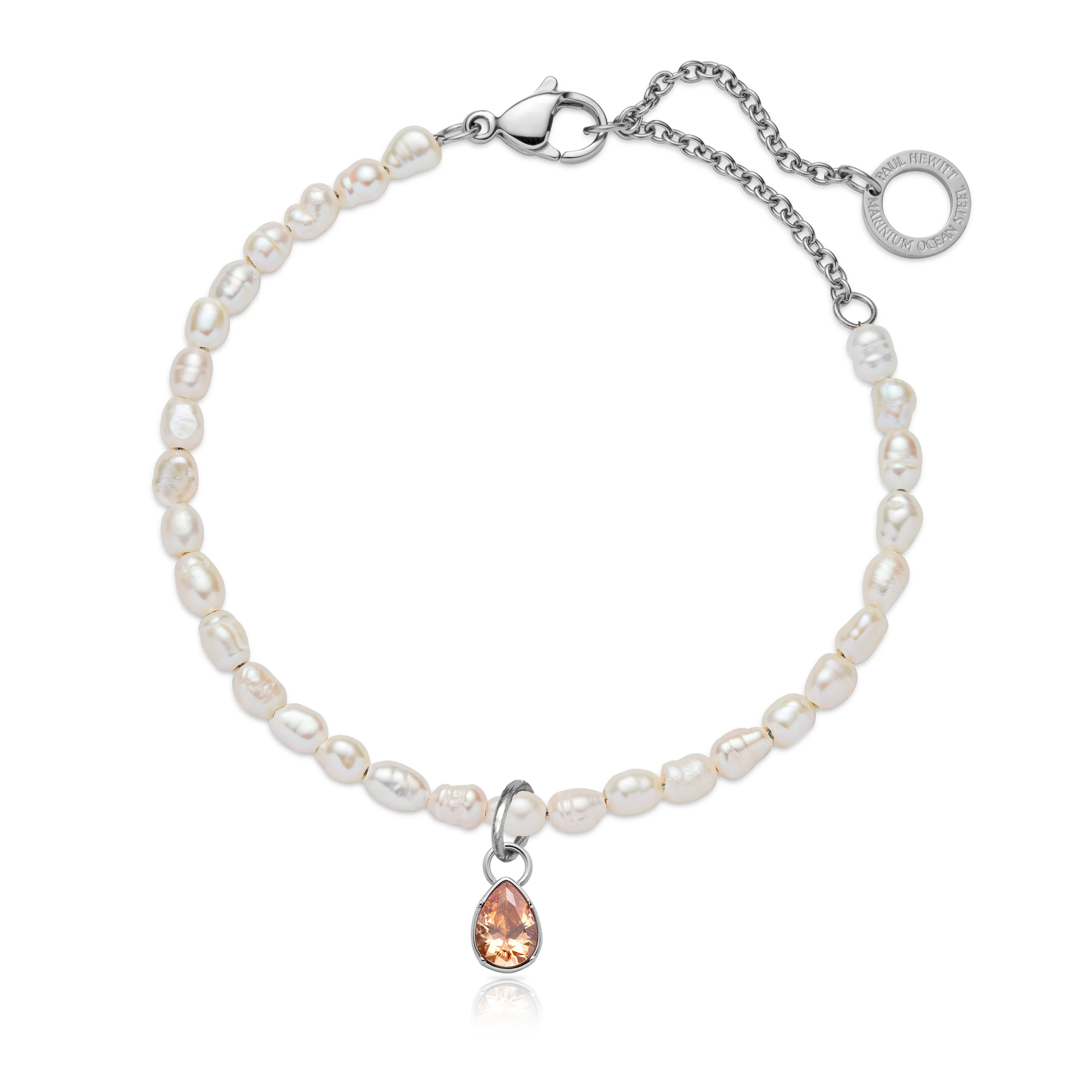 Peach Stone Charm Silver