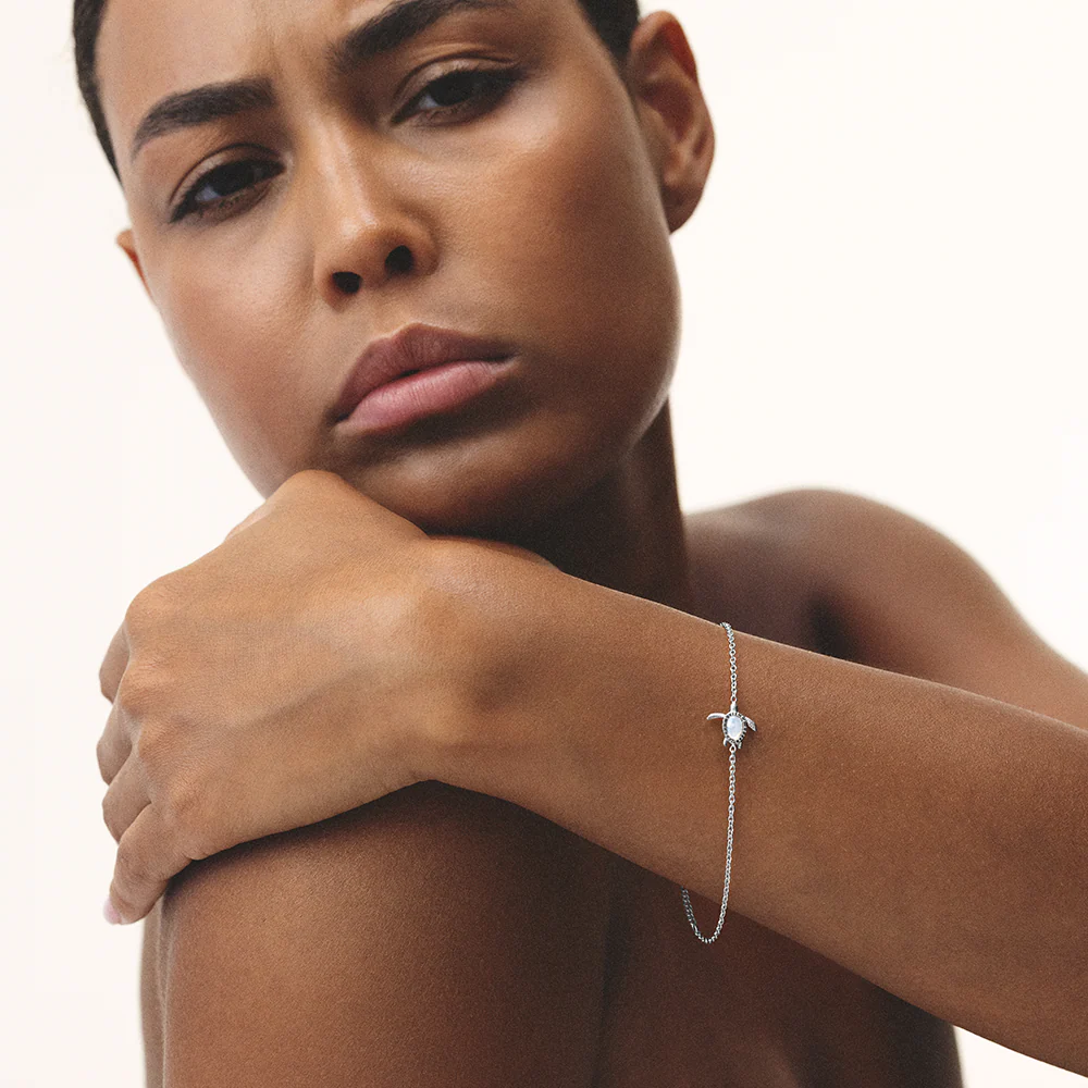 Turtle Mono Bracelet White Breeze Silver