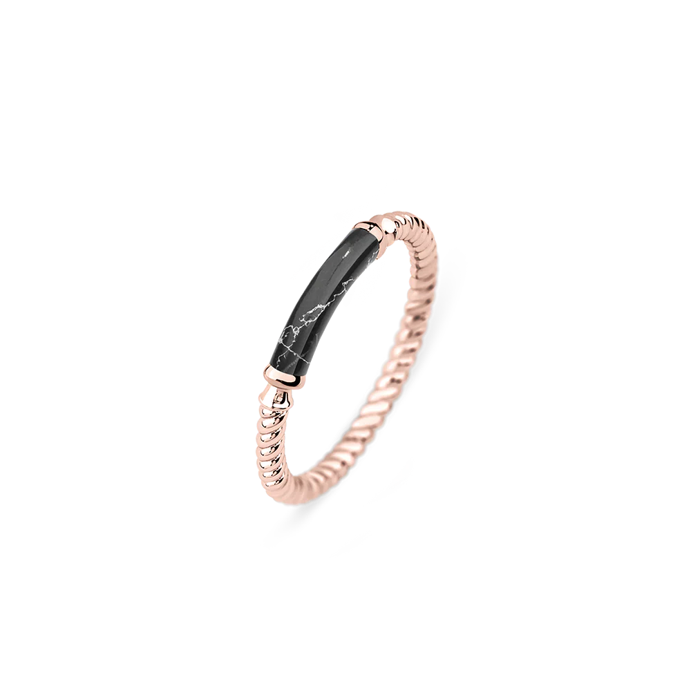 Ring Starboard Rose Gold Black Marble