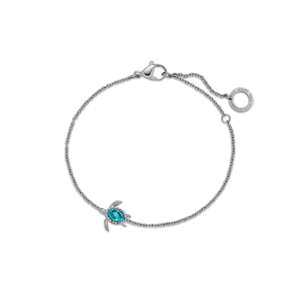 Turtle Mono Bracelet Aquamarine Silver